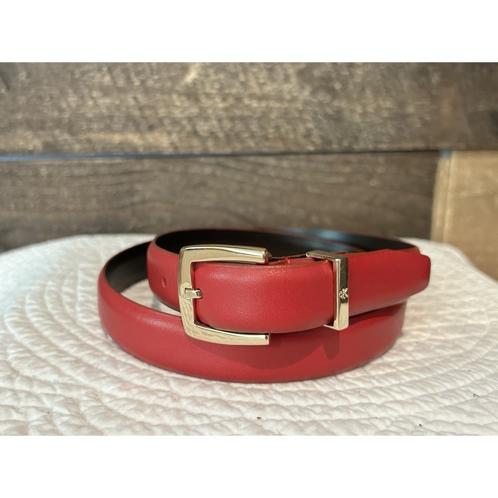 Talbots Womans Leather Belt Red Size M Vintage